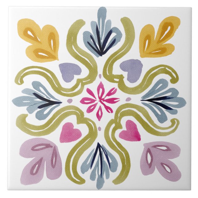 Azulejo Folk Garden Watercolor (Frente)