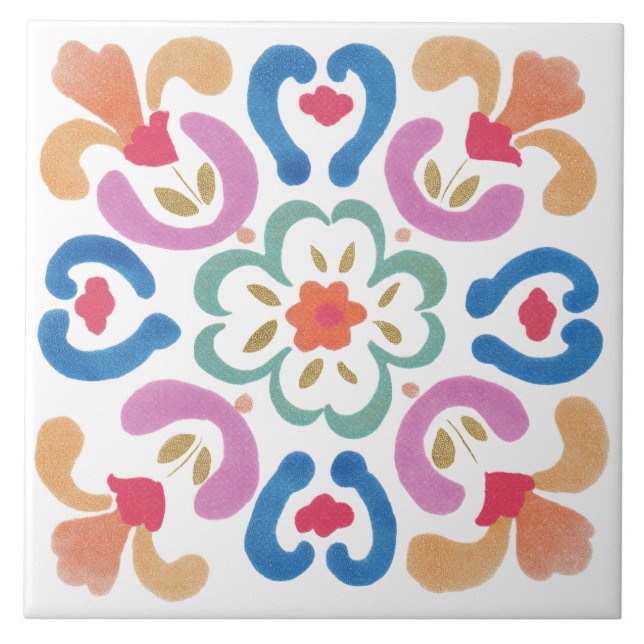 Azulejo Folk Garden Watercolor (Frente)