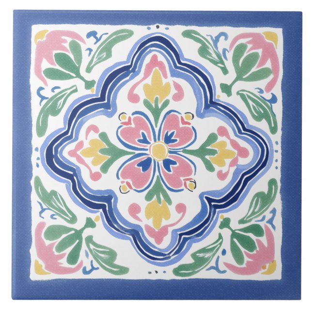 Azulejo Folk Garden Watercolor (Frente)