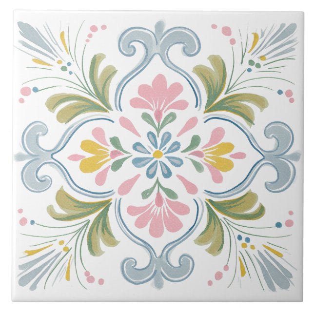 Azulejo Folk Garden Watercolor (Frente)