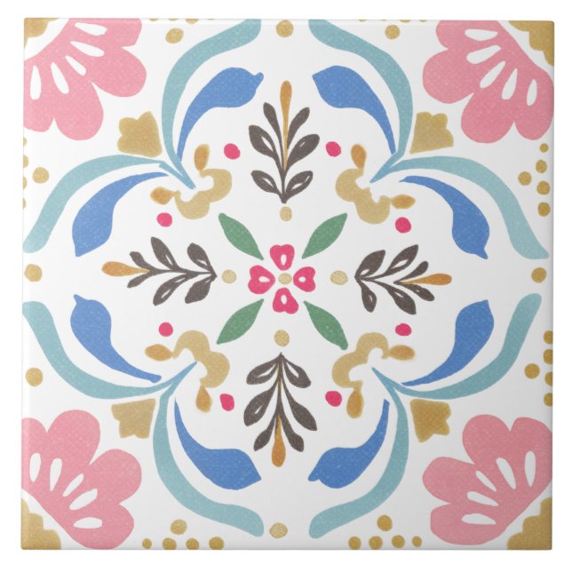 Azulejo Folk Garden Watercolor (Frente)