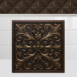 Azulejo Follaje del Renacimiento Oxidado Bronce Medieval F