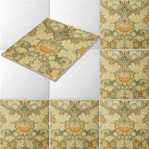 Azulejo Follaje y estampado de flores del vintage de