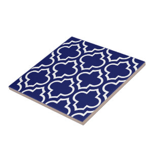 Azulejo Fondo blanco con patrón de quatrefoil marroquí hec