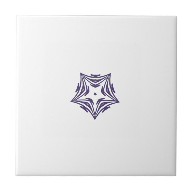 Azulejo Fondo blanco del contorno violeta de la estrella b (Frente)