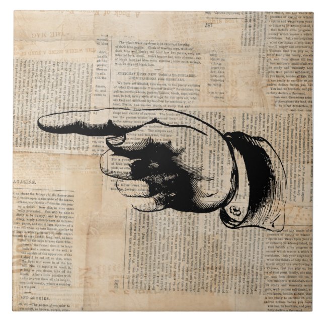 Azulejo Fondo clásico del periódico de arte de los dedos (Frente)