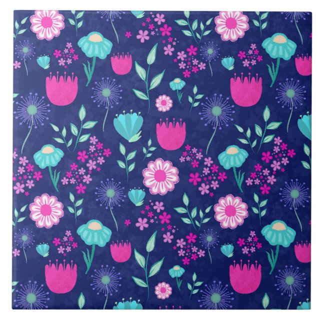 Azulejo Fondo con patrón floral lindo (Frente)