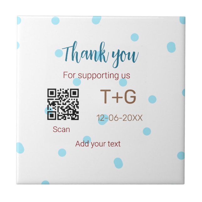 Azulejo Fondo de luna de miel Agregar código Q R nombre de (Frente)