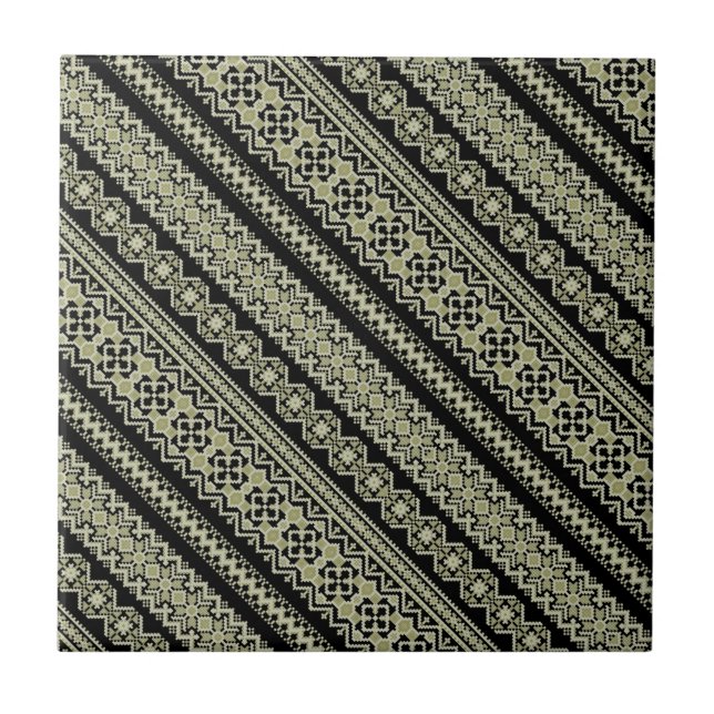 Azulejo Fondo de ornamento de ukraine de oliva negra suave (Frente)