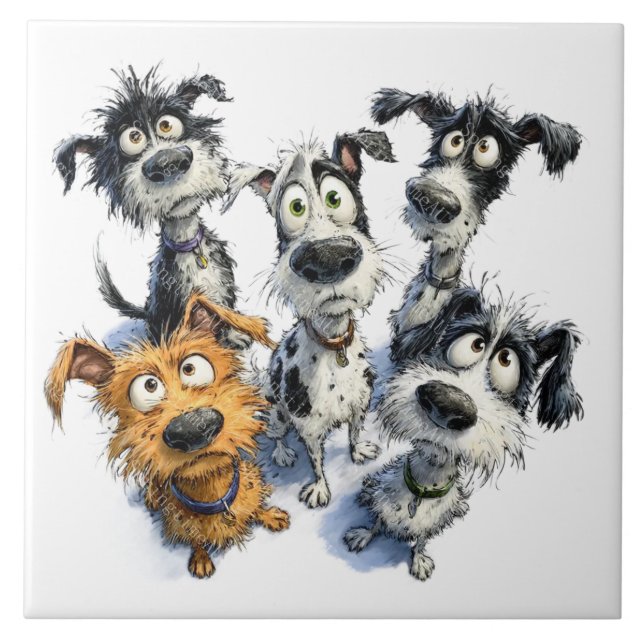 Azulejo Fondo de perros caprichosos (Frente)