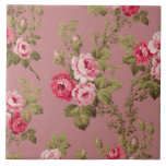 Azulejo Fondo de Rosa antiguo de rosas rosadas vintage<br><div class="desc">Fantásticas rociadas de elegantes rosas rosas rosas rosas y frondosas hojas verdes sobre el pasado rosa. El patrón no tiene inconvenientes y se puede cambiar de tamaño hacia arriba o hacia abajo utilizando los botones de escala   y - de la herramienta de diseño.</div>
