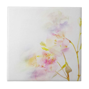 Azulejo fondo floral con las flores de la acuarela