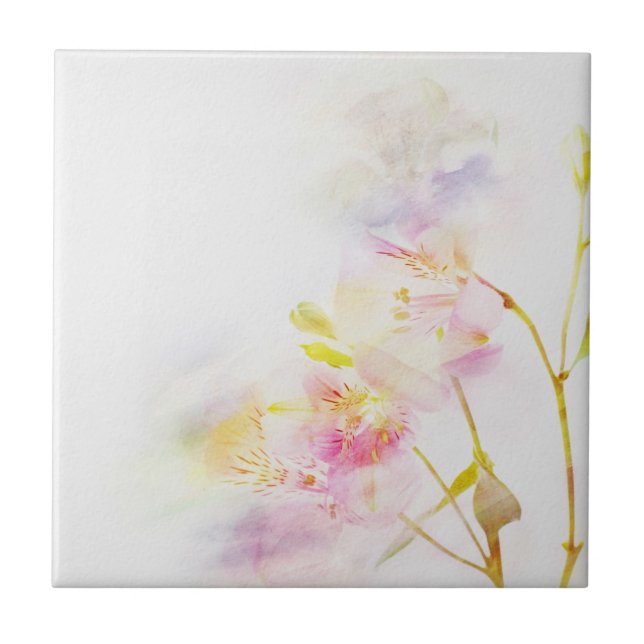 Azulejo fondo floral con las flores de la acuarela (Frente)