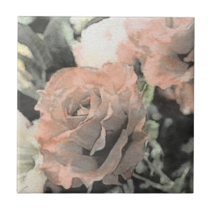 Azulejo fondo floral del vintage del arte con rosa claro