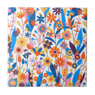 Azulejo Fondo floral multicolor exótico-32939