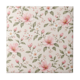 Azulejo Fondo floral sin costuras de flor de cerezo rosa s