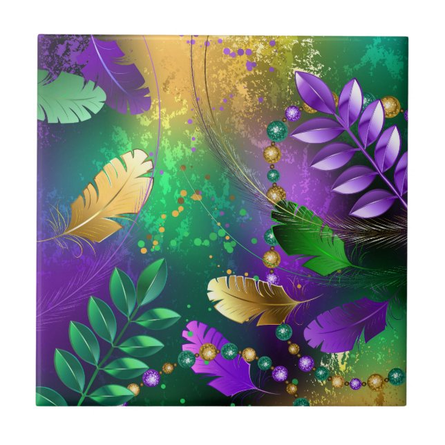 Azulejo Fondo irlandés mardi gras con cuentas (Frente)