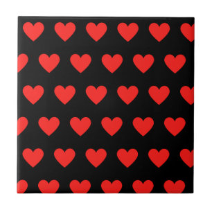 Azulejo Fondo negro de corazones rojos