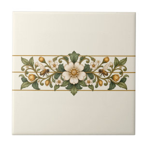 Azulejo Fondo personalizado friso flor silvestre abeja