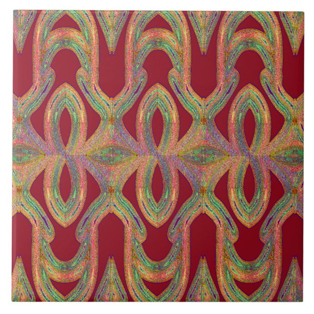 Azulejo Fondo rojo con diseño clásico texturizado (Frente)