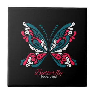 Azulejo Fondo vectorial con hermosa mariposa. tatuaje