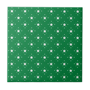 Azulejo Fondo verde de Navidad con estrellas