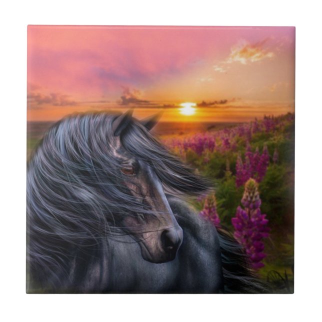 Azulejo Forever Wild Black Horse (Frente)