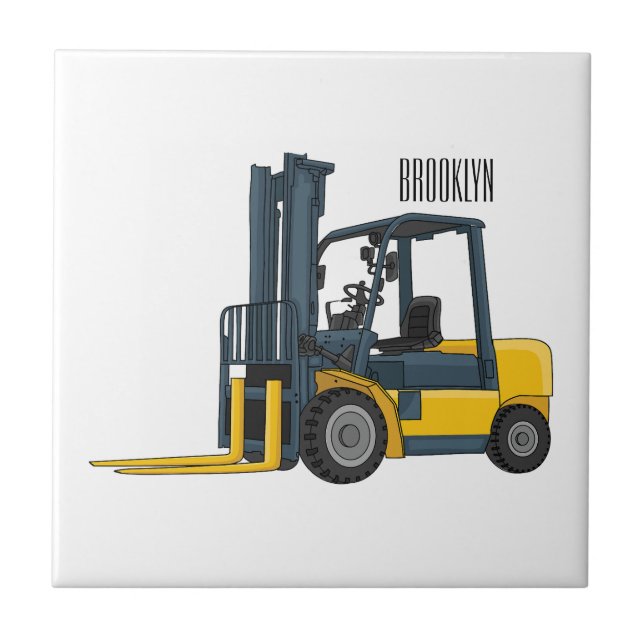 Azulejo Forklift cartoon illustration (Frente)