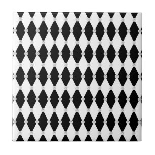 Azulejo Forma de diamante Harlequin Black Rhombus