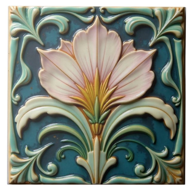 Azulejo Forma floral rosa suave (Frente)