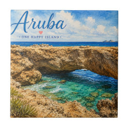 Azulejo Formación rocosa del puente natural de Aruba Carib