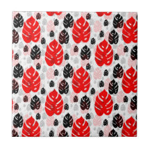 Formas abstractas de hoja roja y negra