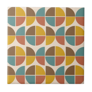 Azulejo Formas abstractas de mediados de siglo en mostaza 