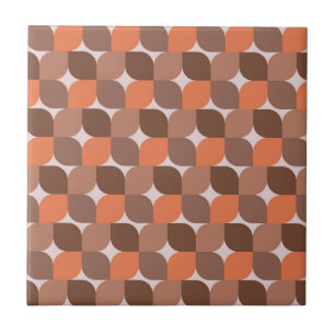 Azulejo Formas abstractas de mediados de siglo en naranja 