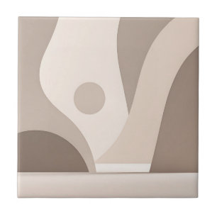 Azulejo Formas abstractas orgánicas beige minimalistas