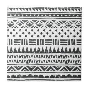 Azulejo Formas abstractas tribales blancas blancas moderna