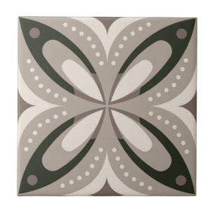Azulejo Formas circulares retro beige y marrón