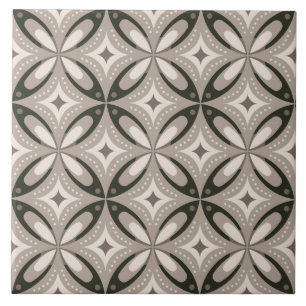 Azulejo Formas circulares retro beige y marrón