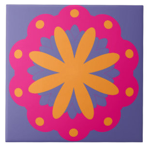 Azulejo formas de círculos florales coloridos