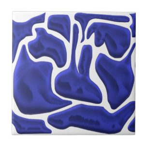 Azulejo Formas de fluido azul abstracto: arte moderno en 3