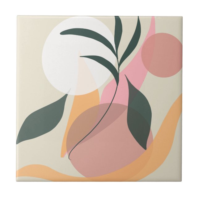 Azulejo Formas de ilustración de planta abstracta vegetaci (Frente)