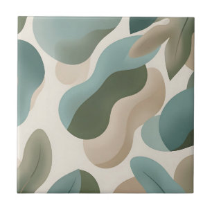 Azulejo Formas Fluidas Orgánicas Verde Salvia Abstractas M