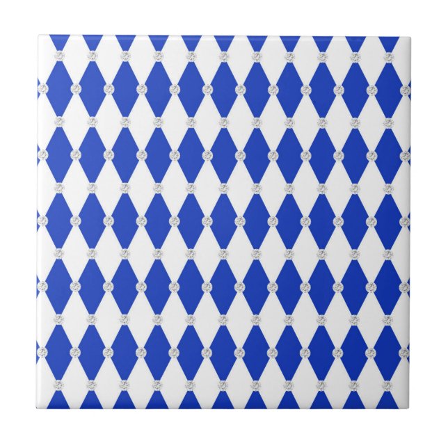 Azulejo Formas geométricas de diamante azul de arlequín (Frente)