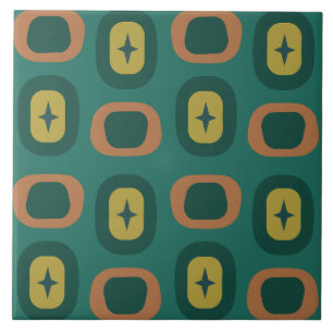Azulejo Formas geométricas retro del siglo medio Verde azu
