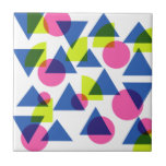 Azulejo Formas Neon Geométricas Retro 90 coloridas<br><div class="desc">Divertido retro de los años 90 inspiró un diseño gráfico de formas geométricas de neón en amarillo brillante,  azul y rosa.</div>