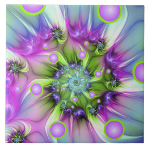 Azulejo Formas redondeadas en espiral coloridas Resumen de