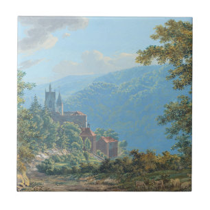 Azulejo Fortaleza en paisaje montañoso al amanecer