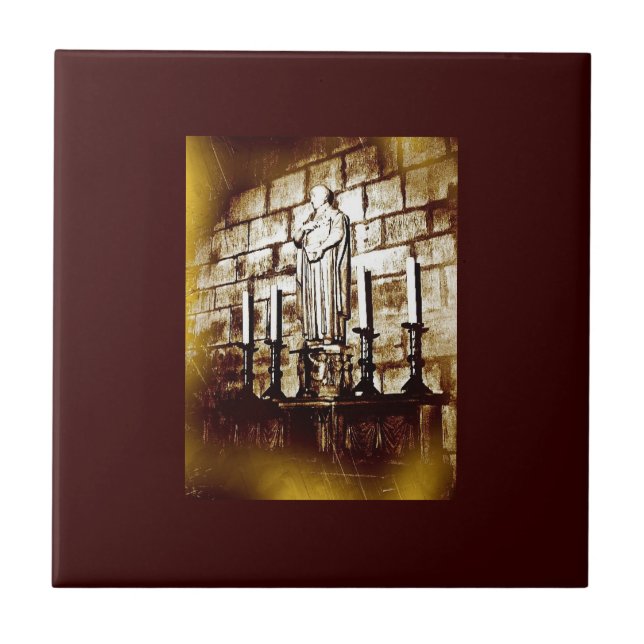 Azulejo Foto antigua estatua de Notre Dame (Frente)