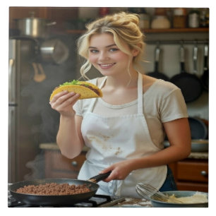 Azulejo Foto de comer tacos personalizar