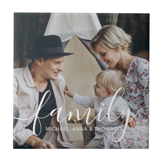 Azulejo Foto de familia de personalizados con nombre perso (Frente)